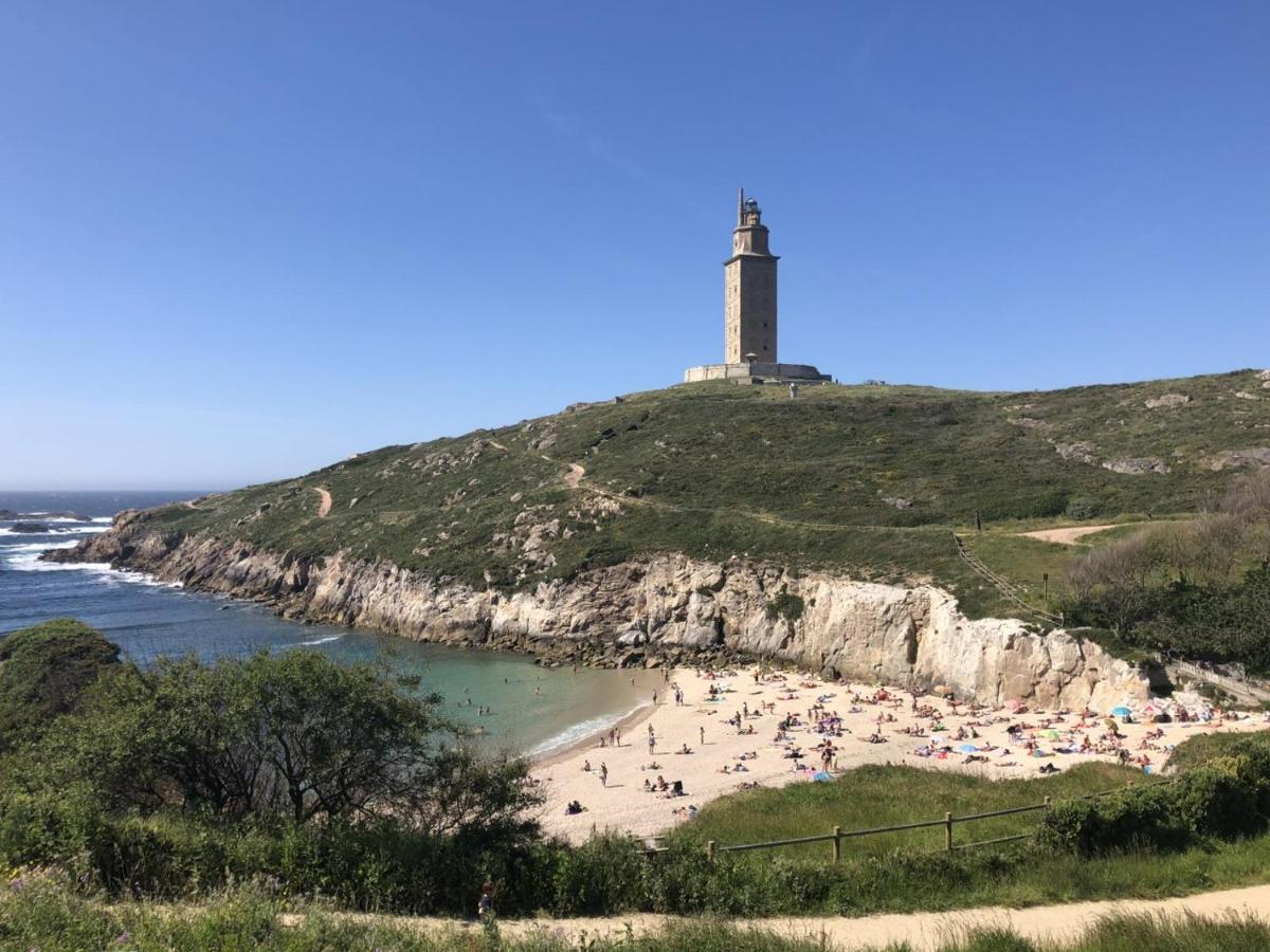 Parking, Vistas Al Mar Y Tres Habitaciones A Coruña Zewnętrze zdjęcie